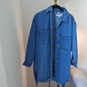 Long Jean Jacket with Waist Tie